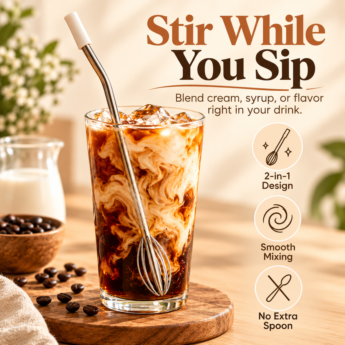Reusable Metal Drinking Straws with Cleaning Brush – Stainless Steel Set