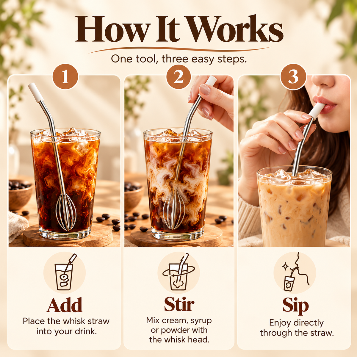 Reusable Metal Drinking Straws with Cleaning Brush – Stainless Steel Set