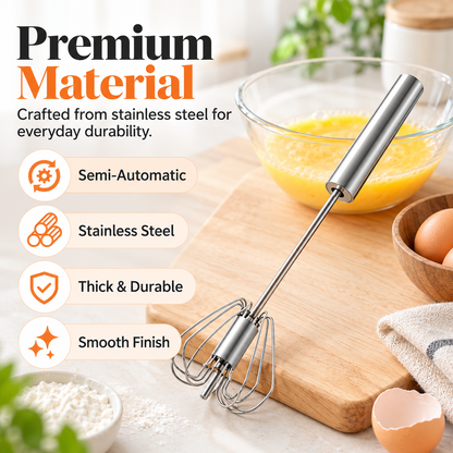 🥄2 Pcs Semi-Automatic Stainless Egg & Milk Whisk🥄