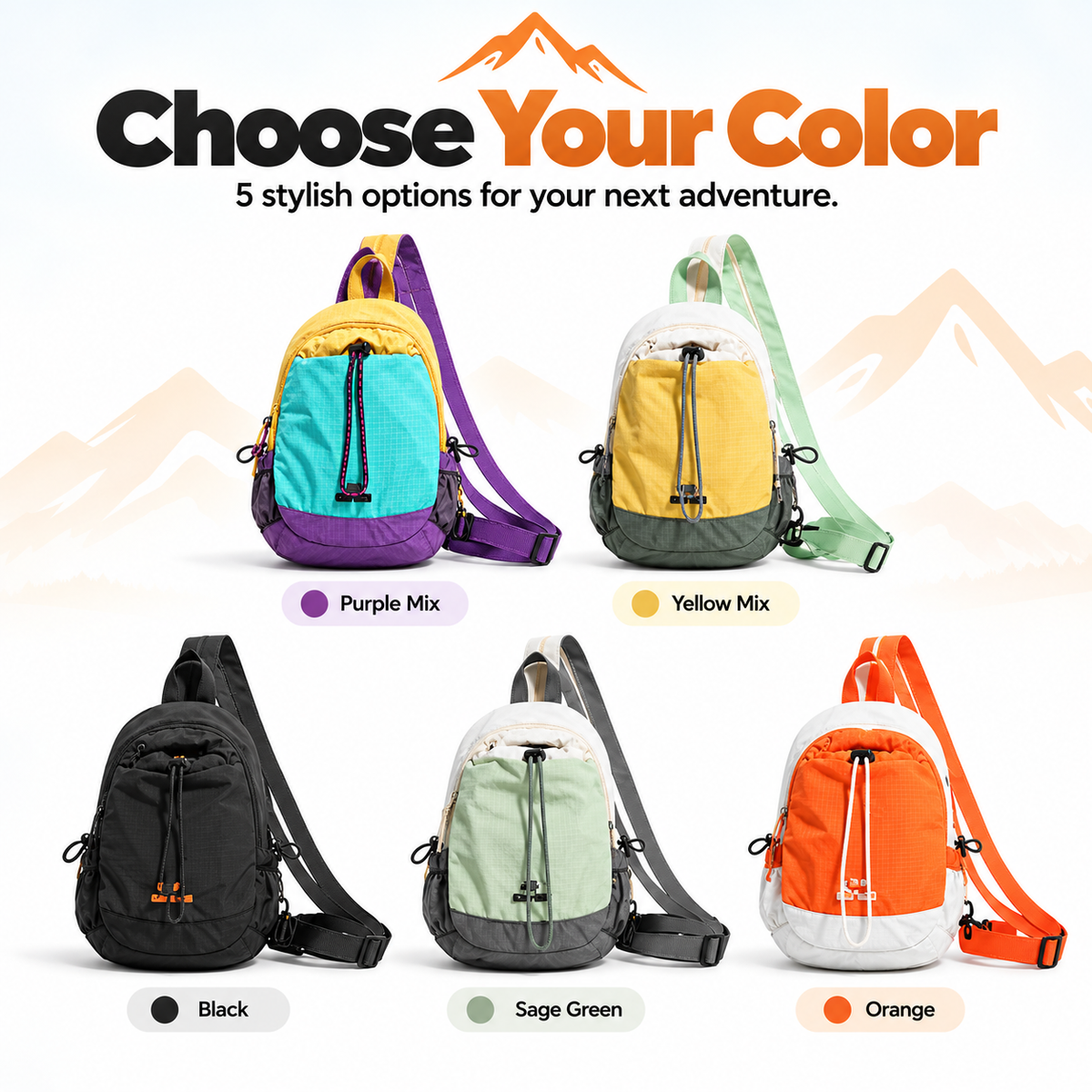 🎒Unisex Color Block Mini Backpack – Lightweight Water-Resistant Nylon Daypack