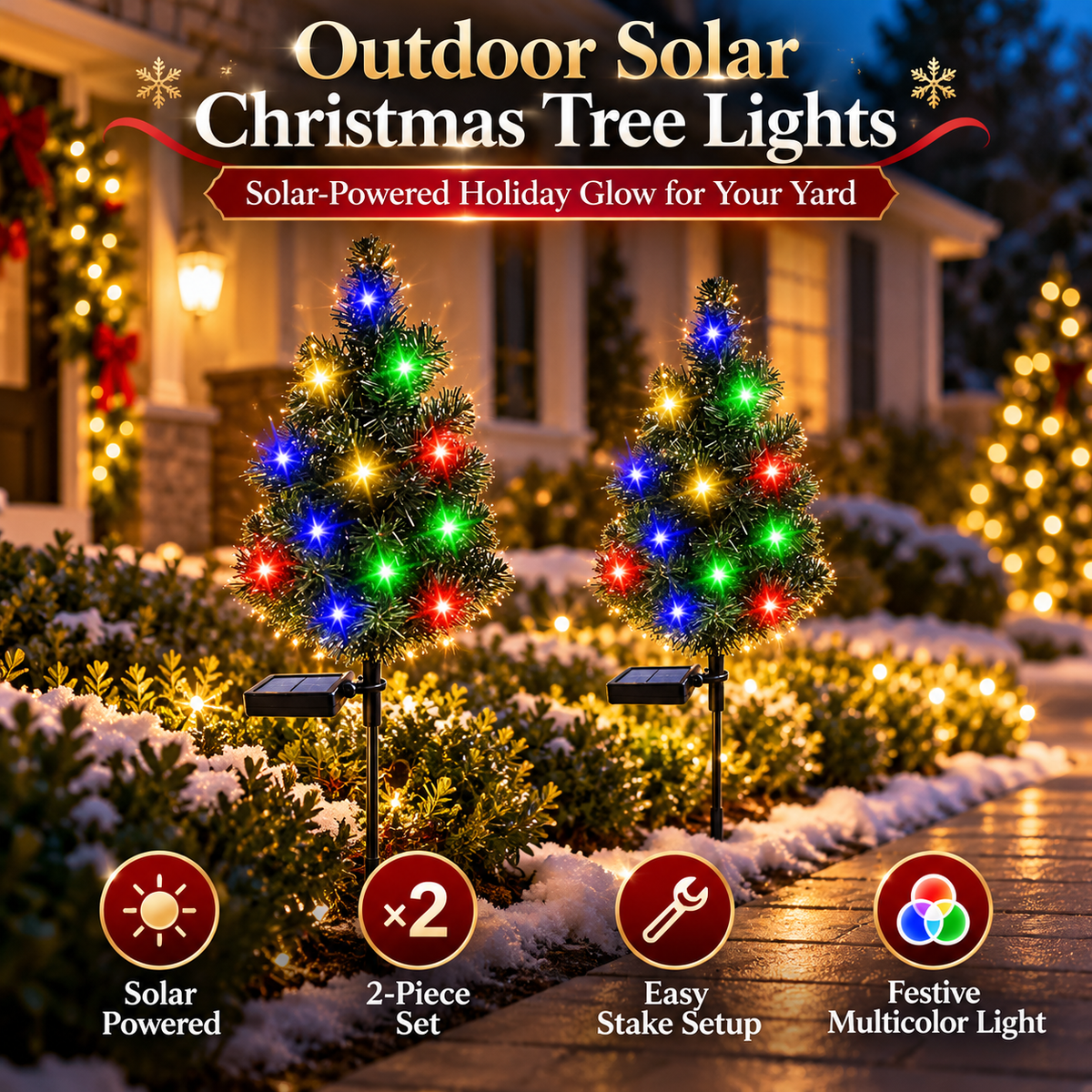 🎄 Outdoor Solar Christmas Tree Lights for Garden & Pathway