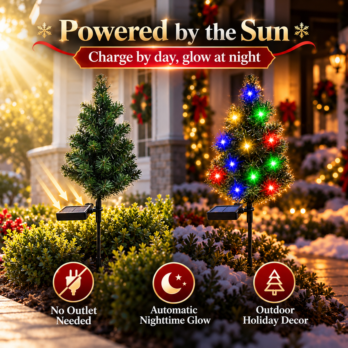 🎄 Outdoor Solar Christmas Tree Lights for Garden & Pathway