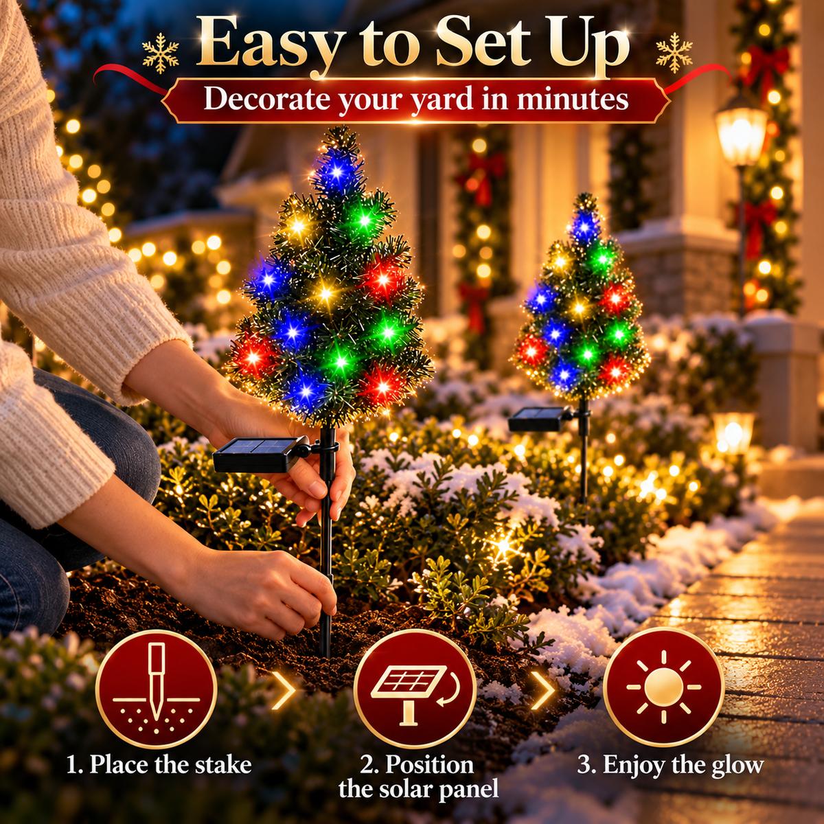 🎄 Outdoor Solar Christmas Tree Lights for Garden & Pathway