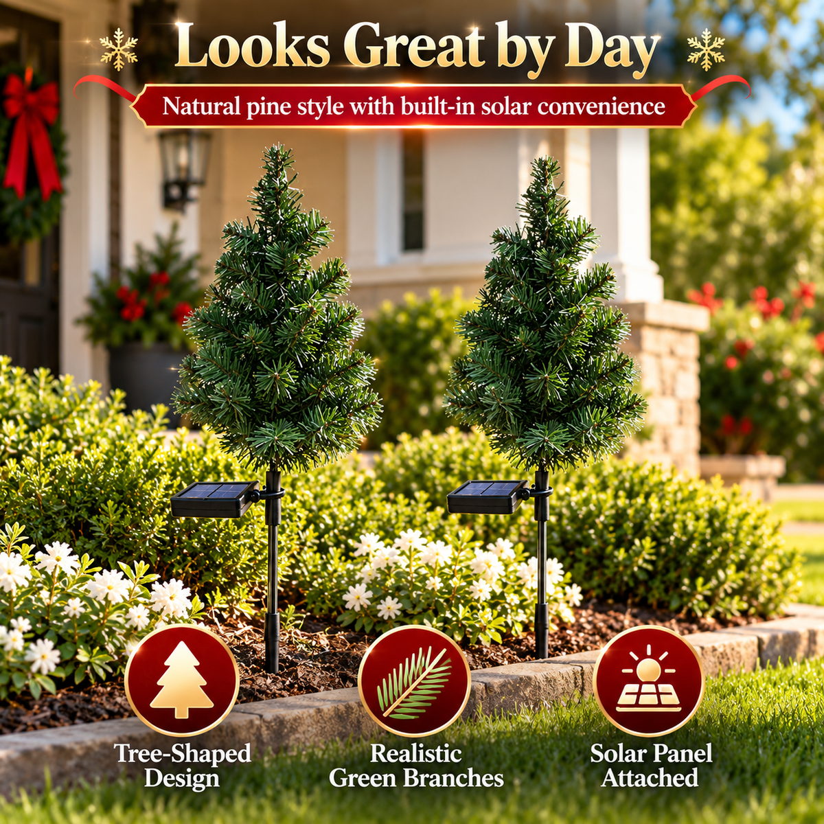 🎄 Outdoor Solar Christmas Tree Lights for Garden & Pathway