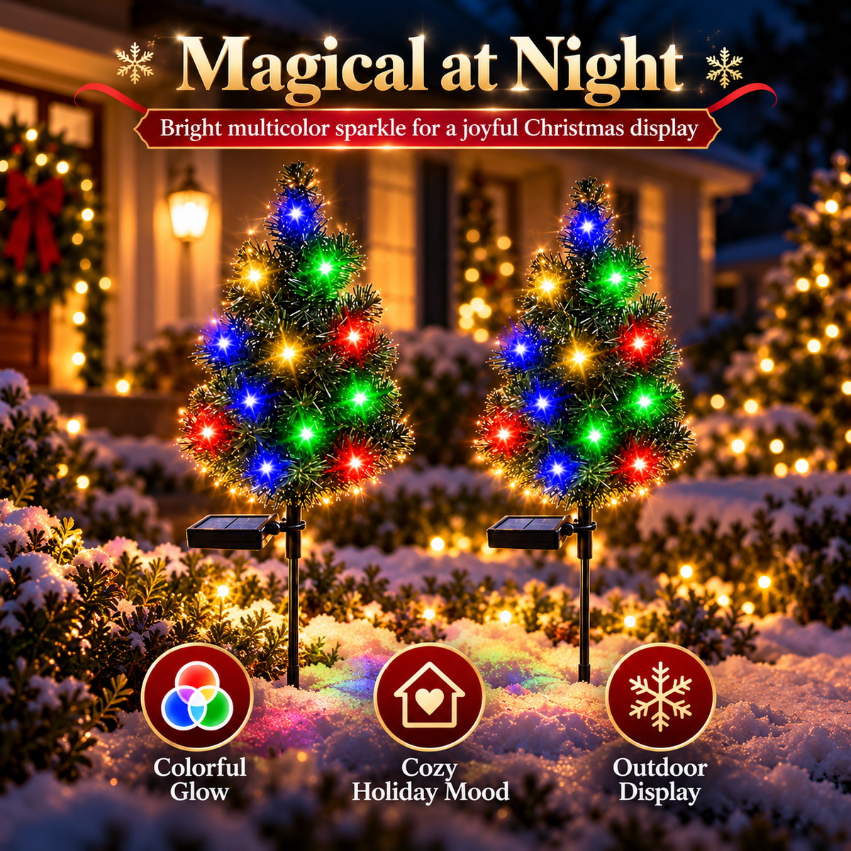 🎄 Outdoor Solar Christmas Tree Lights for Garden & Pathway