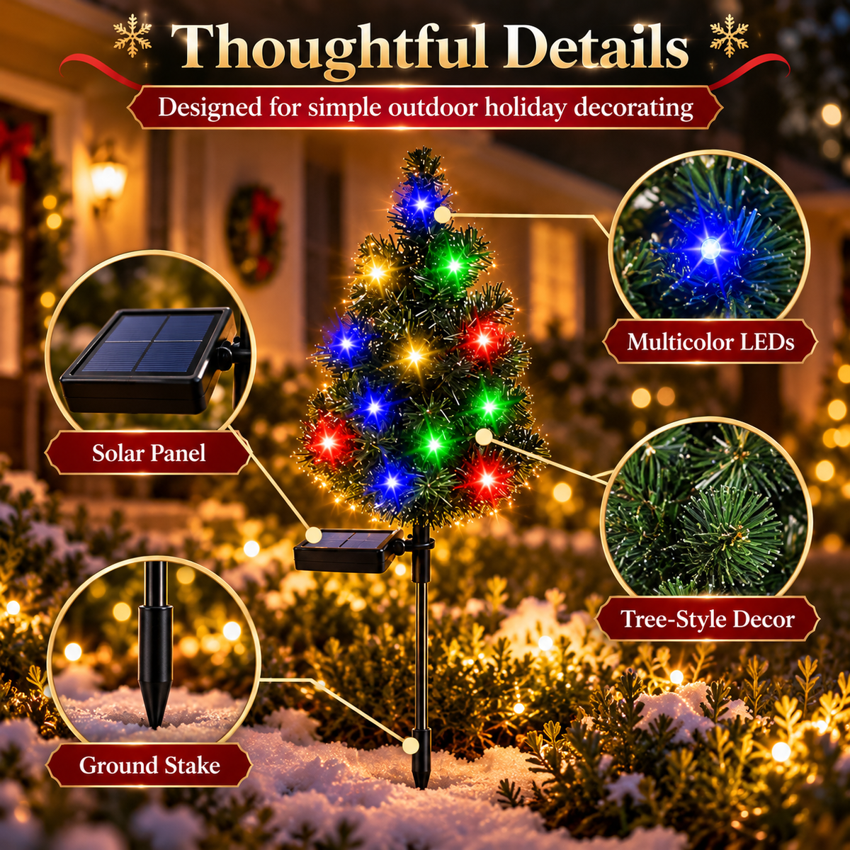 🎄 Outdoor Solar Christmas Tree Lights for Garden & Pathway