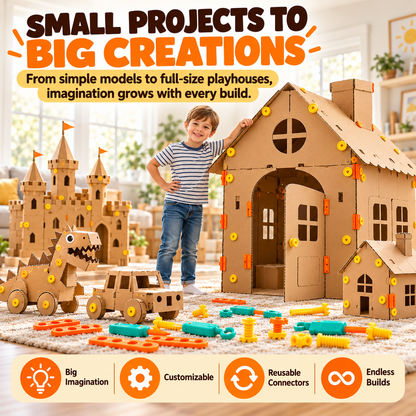 🧩 Kids Cardboard DIY Building Kit – Creative STEM Construction Toy for Ages 3+