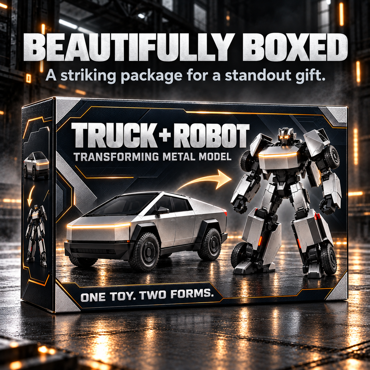 🚀 2-in-1 Transforming Cyber Pickup Truck & Robot Toy – One Toy, Two Forms! 🎁 Perfect Christmas Gift