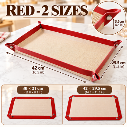 2 Pack Snap-Lock Silicone Baking Mat -2in-1 Nonstick Oven Liner & RaisedEdge Roasting Mat