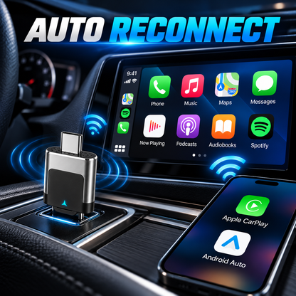 Wireless CarPlay & Android Auto Adapter | Mini Plug & Play Converter