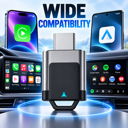 Wireless CarPlay & Android Auto Adapter | Mini Plug & Play Converter