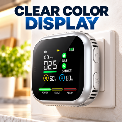 3-in-1 Carbon Monoxide Gas & Smoke Detector | Plug-In CO Alarm