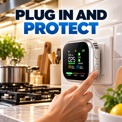 3-in-1 Carbon Monoxide Gas & Smoke Detector | Plug-In CO Alarm