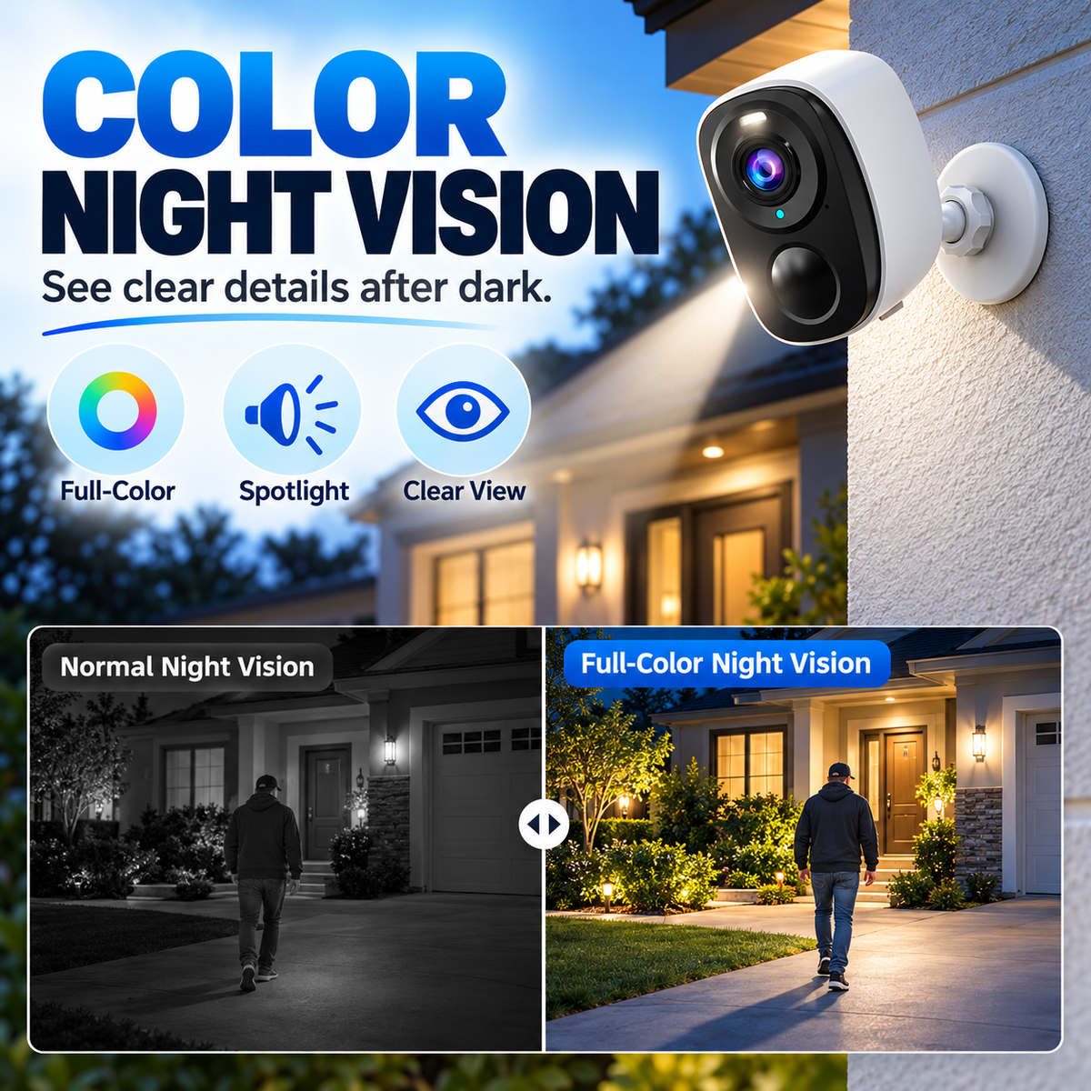 2.5K QHD Wireless Security Camera – AI Person Detection & Color Night Vision