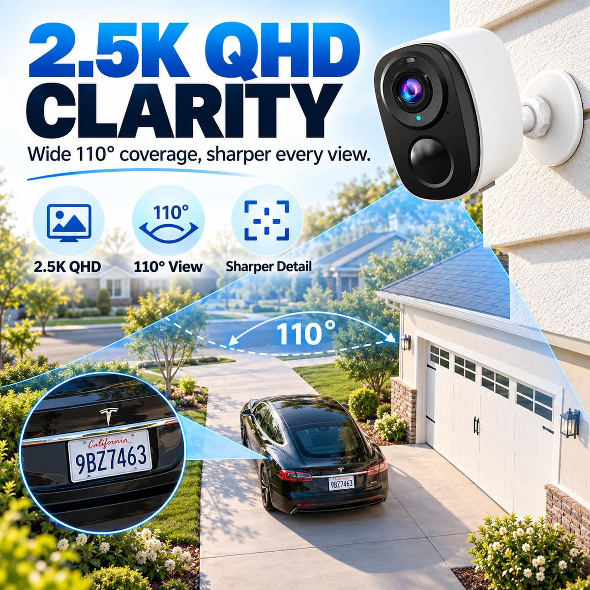 2.5K QHD Wireless Security Camera – AI Person Detection & Color Night Vision