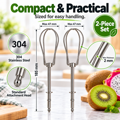 2-Pack 304 Stainless Steel Beater Attachments for Kitchen Mixing