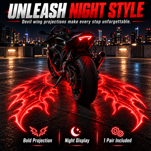 🏍️😈 Devil Wing Ground Projection Lights – 1 Pair of Motorcycle Accent Lights ✨