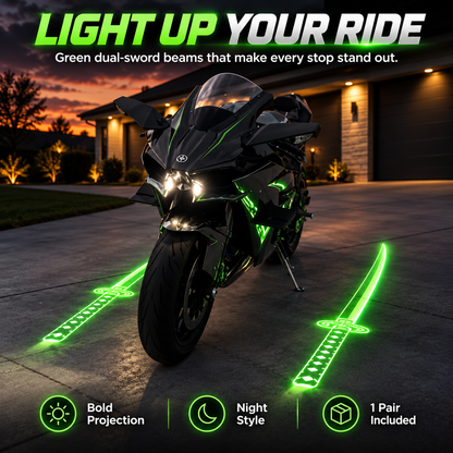 Motorcycle LED Sword Ground Projection Lights – Dual-Beam Night Underglow