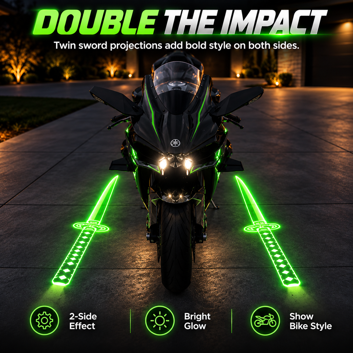 Motorcycle LED Sword Ground Projection Lights – Dual-Beam Night Underglow