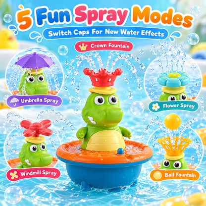 Light Up Crocodile Bath Toy for Toddlers – 5 Spray Modes