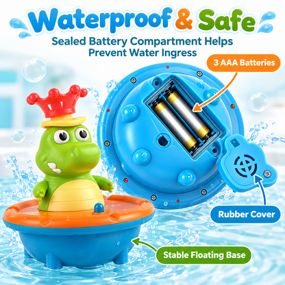Light Up Crocodile Bath Toy for Toddlers – 5 Spray Modes