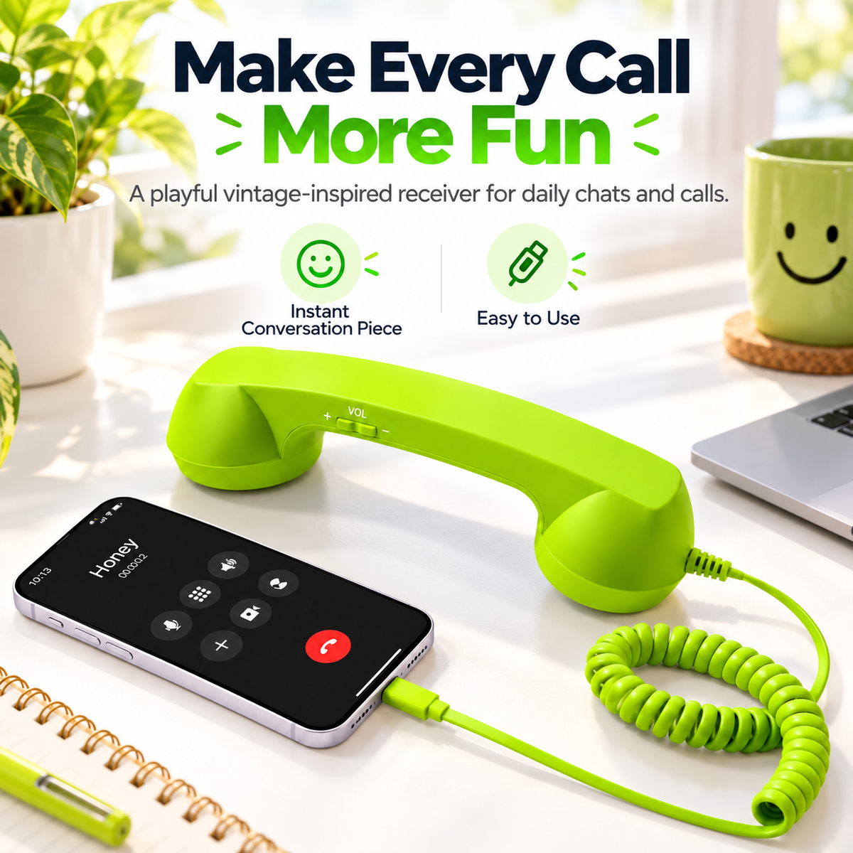 ☎️Retro Phone Handset with Type-C | Vintage Wired Receiver 📞