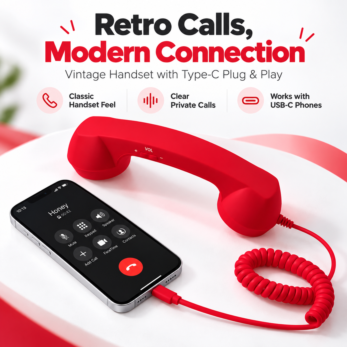 ☎️Retro Phone Handset with Type-C | Vintage Wired Receiver 📞