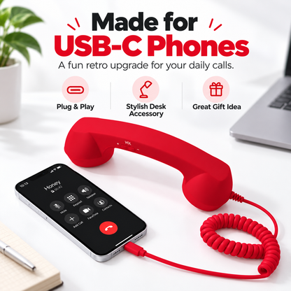 ☎️Retro Phone Handset with Type-C | Vintage Wired Receiver 📞