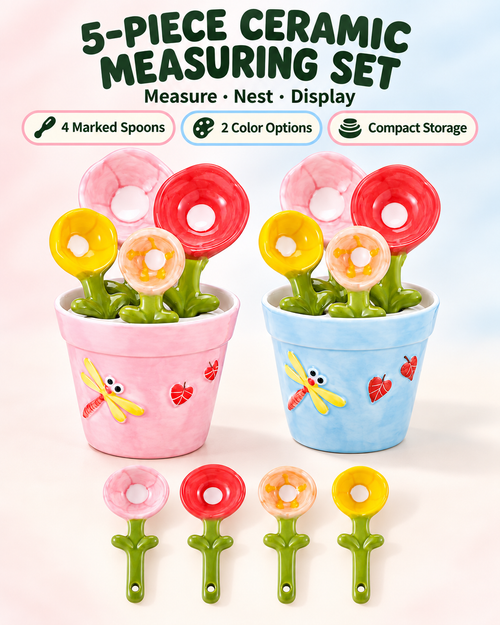 🌸🥄 Flower Measuring Spoons Set in Pot ✨