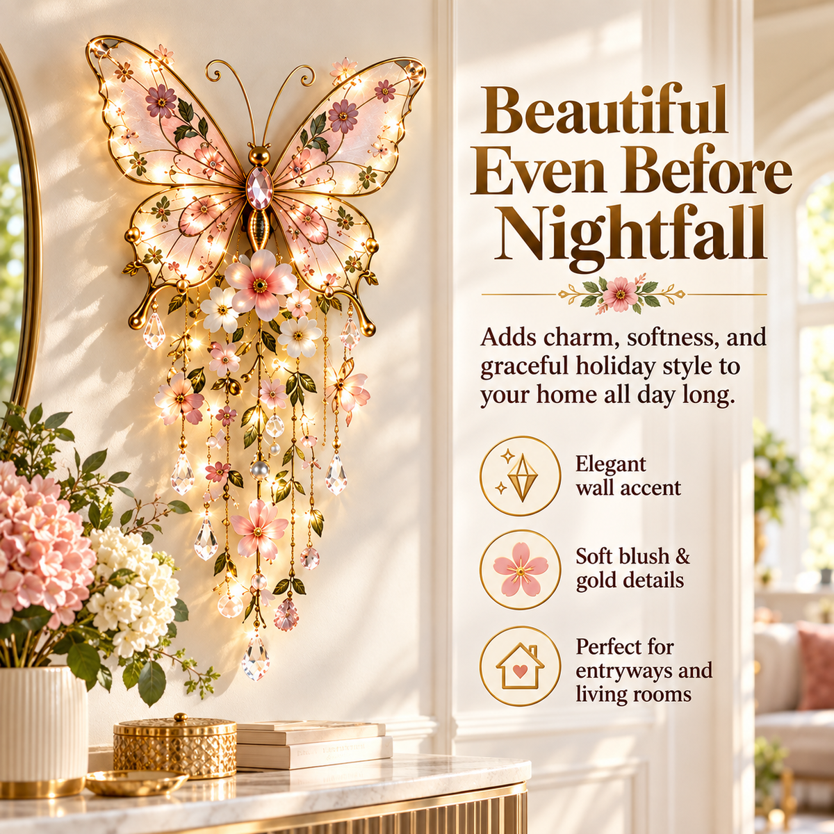 Lighted Nativity Angel Wings Wall Decor | Christmas LED
