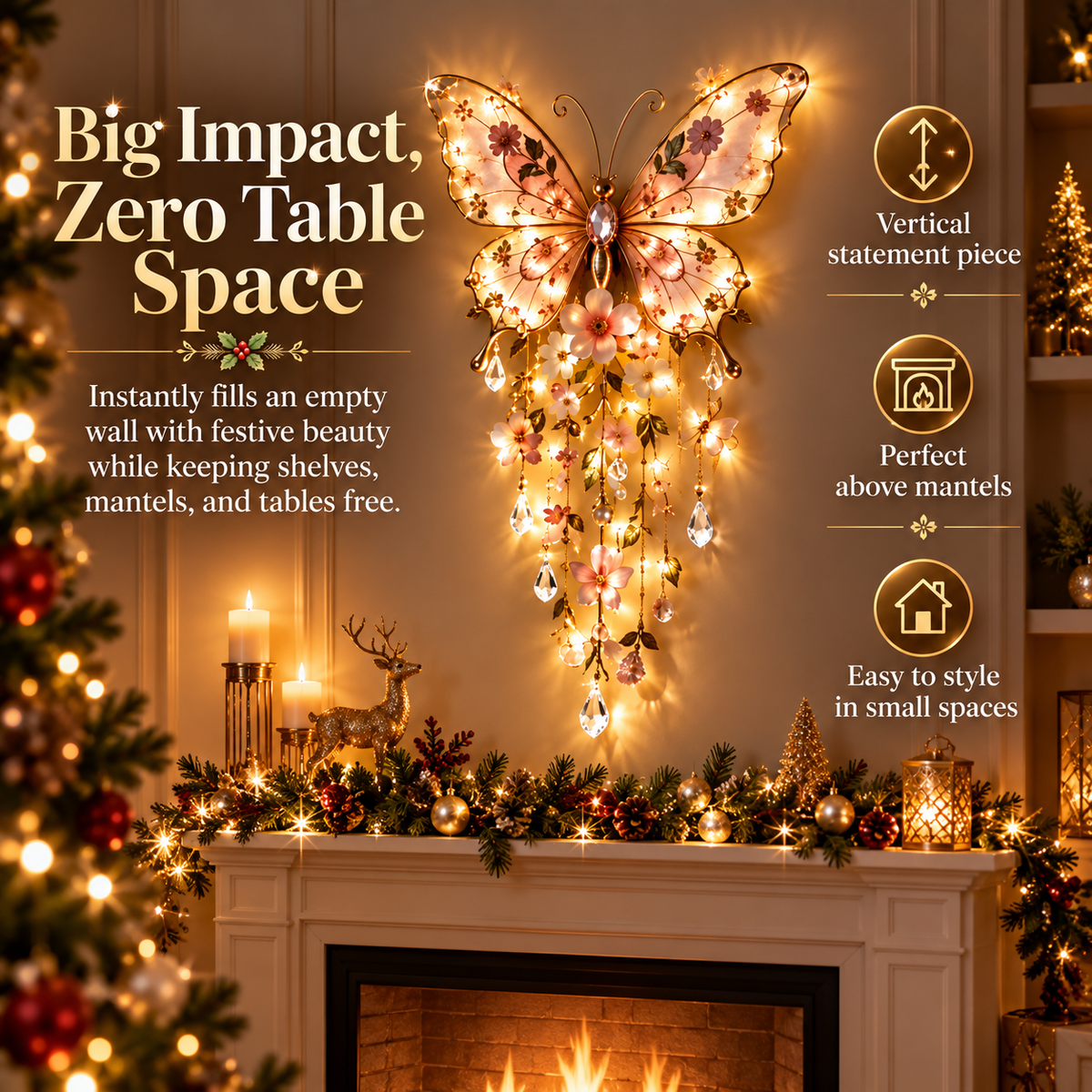 Lighted Nativity Angel Wings Wall Decor | Christmas LED