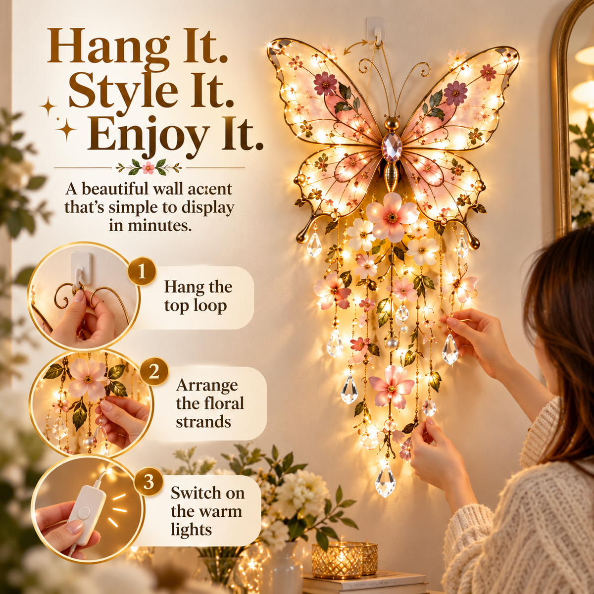 Lighted Nativity Angel Wings Wall Decor | Christmas LED