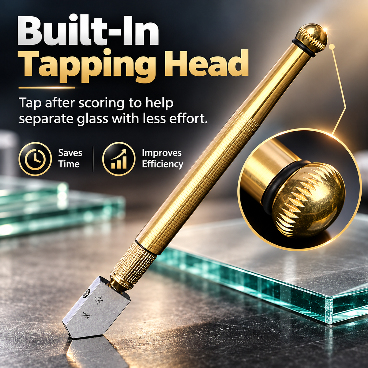 Diamond Head Glass Cutter Tool – Heavy Duty Steel Blade for 3-15mm Glass & Mirrors
