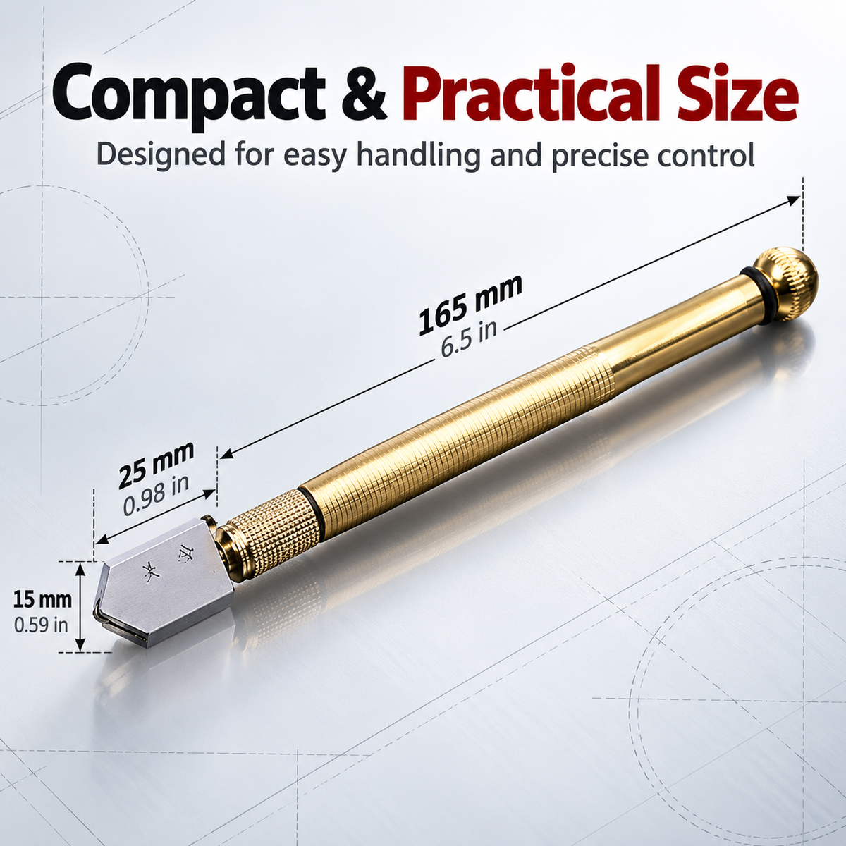 Diamond Head Glass Cutter Tool – Heavy Duty Steel Blade for 3-15mm Glass & Mirrors