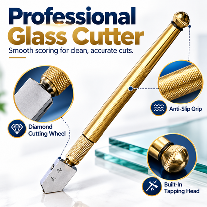 Diamond Head Glass Cutter Tool – Heavy Duty Steel Blade for 3-15mm Glass & Mirrors