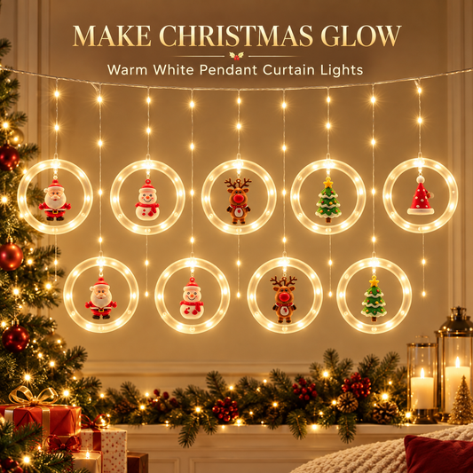 🎄✨ Christmas String Curtain Lights – 120 LED USB-Powered Warm White Fairy Lights for Indoor & Outdoor Decor 🌟