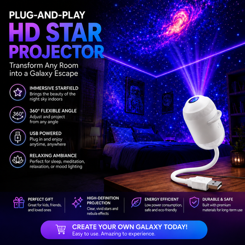 ✨ Plug-and-Play HD Star Projector