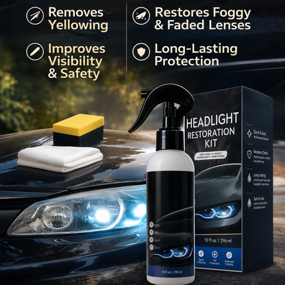 Automotive headlamp restoration fluid kit