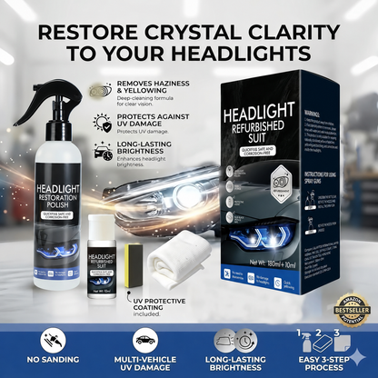 Automotive headlamp restoration fluid kit