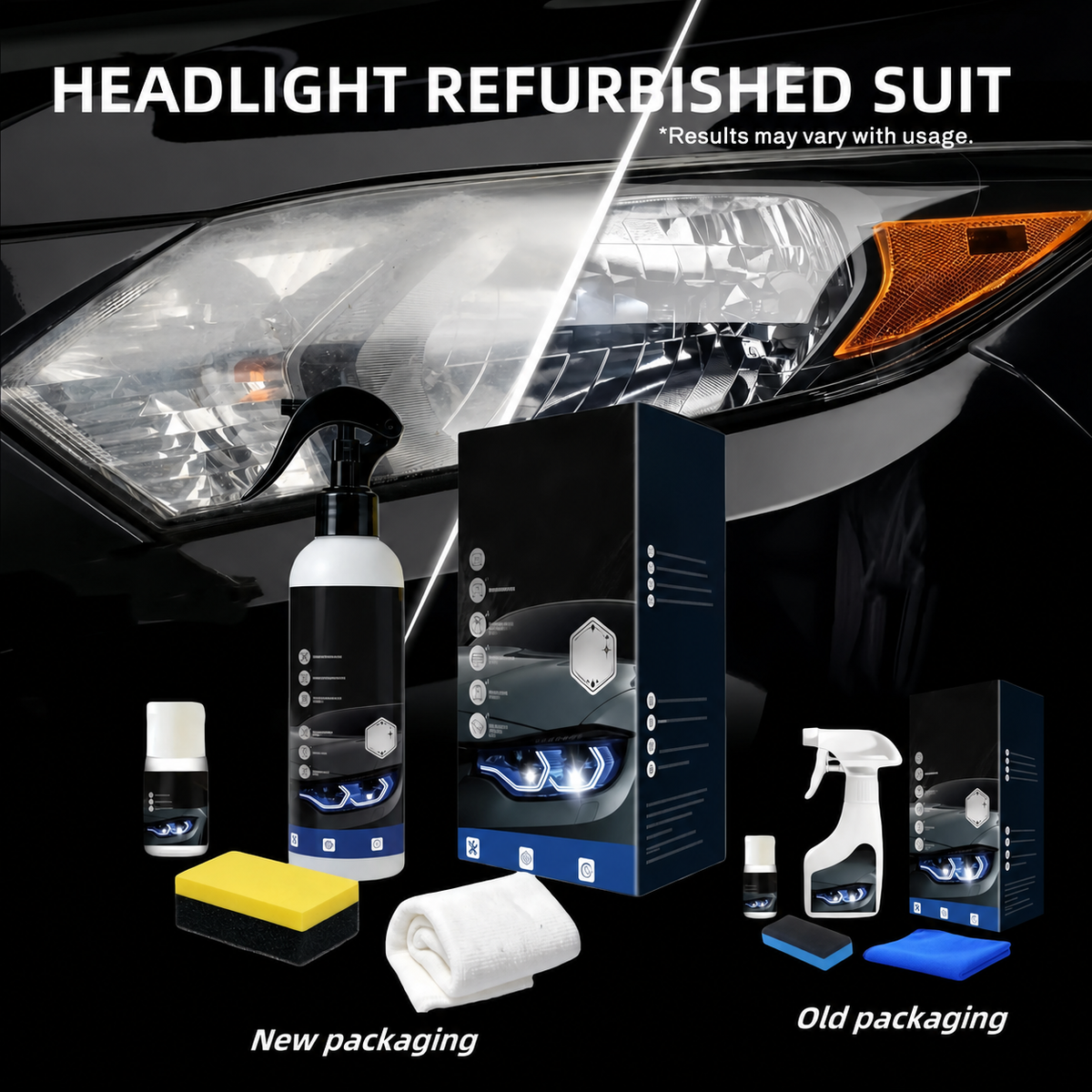 Automotive headlamp restoration fluid kit