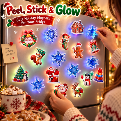 🎄LED Christmas Light-Up Wall Decals – built-in LED, pre-installed batteries, 12/24/36pcs. Peel & stick festive glow for walls & windows! 🎅💡