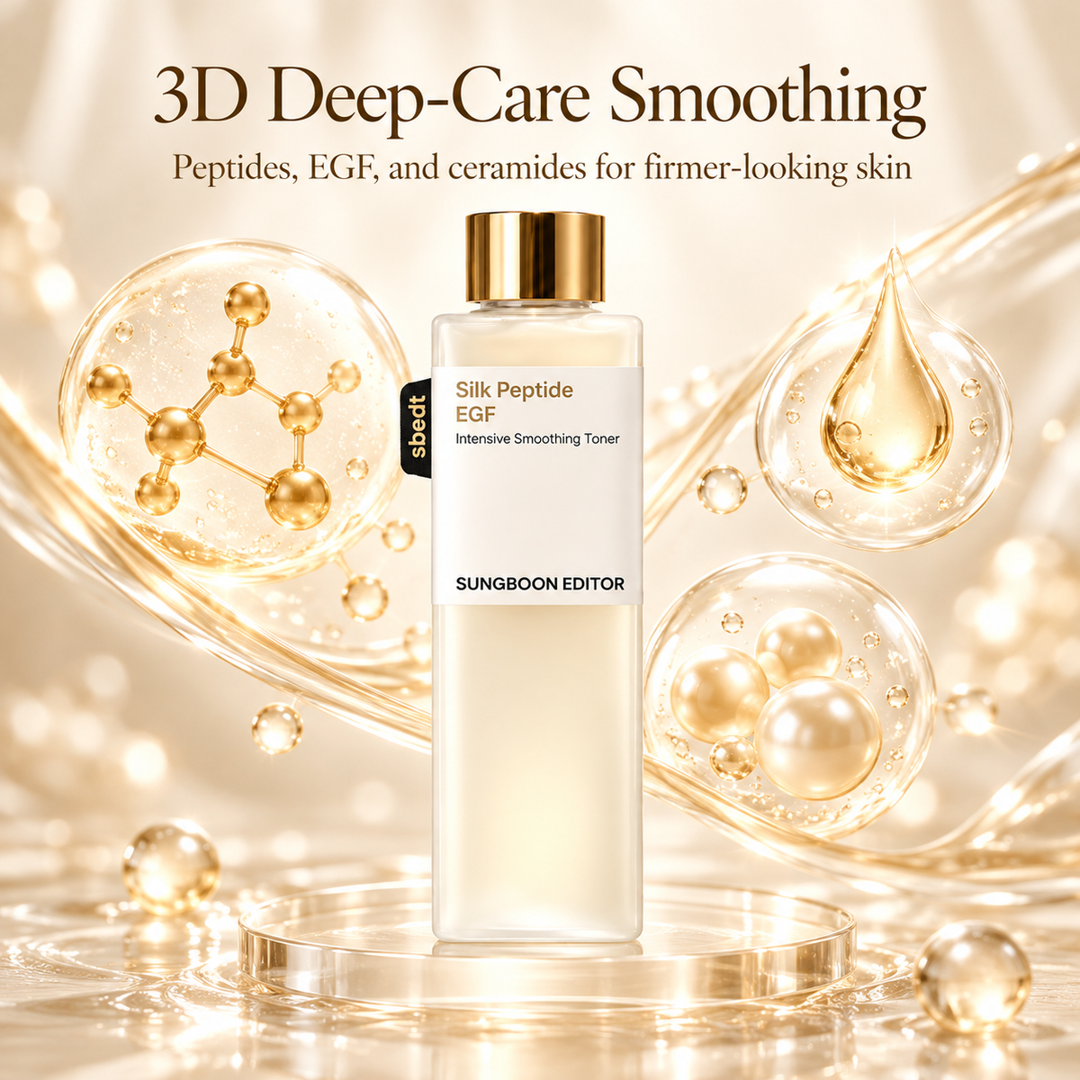 Silk Peptide EGF Smoothing Toner – 30 Peptides + Ceramides for Firmer, Plumper-Looking Skin