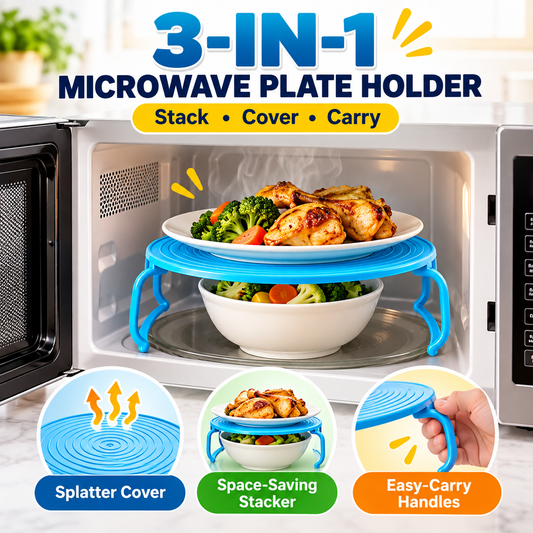 🍽️ 3-in-1 Plastic Microwave Plate Holder ✨