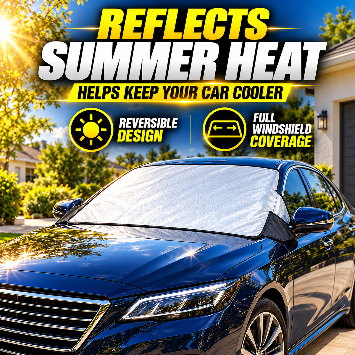 Weatherforce 365 All-Season Windshield Cover – Reversible Snow, Ice & Sun Protector with Magnetic Windproof Design