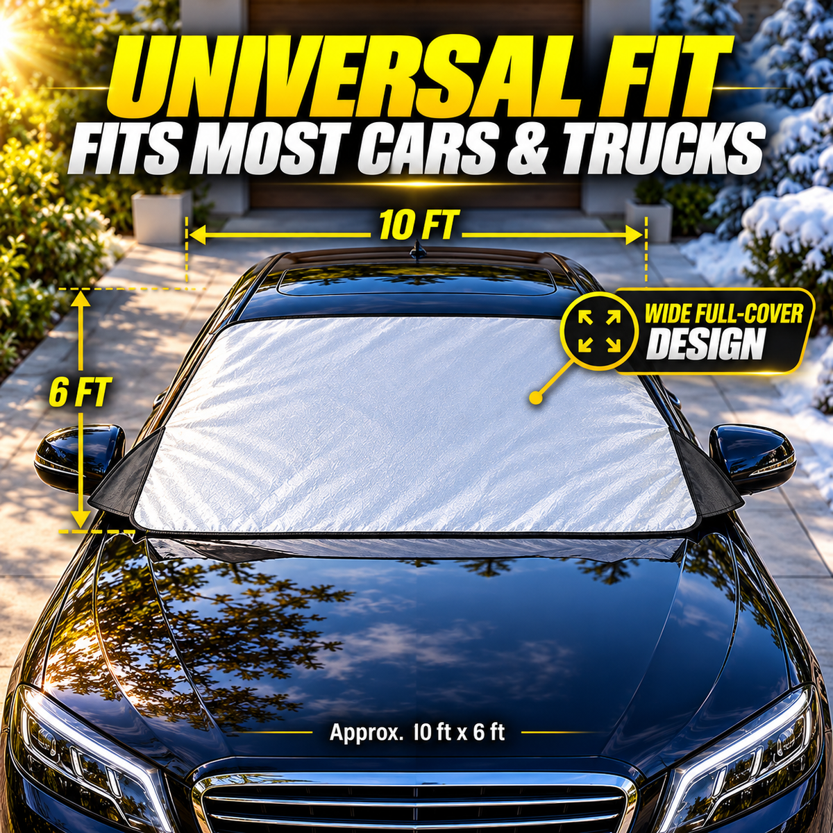 Weatherforce 365 All-Season Windshield Cover – Reversible Snow, Ice & Sun Protector with Magnetic Windproof Design