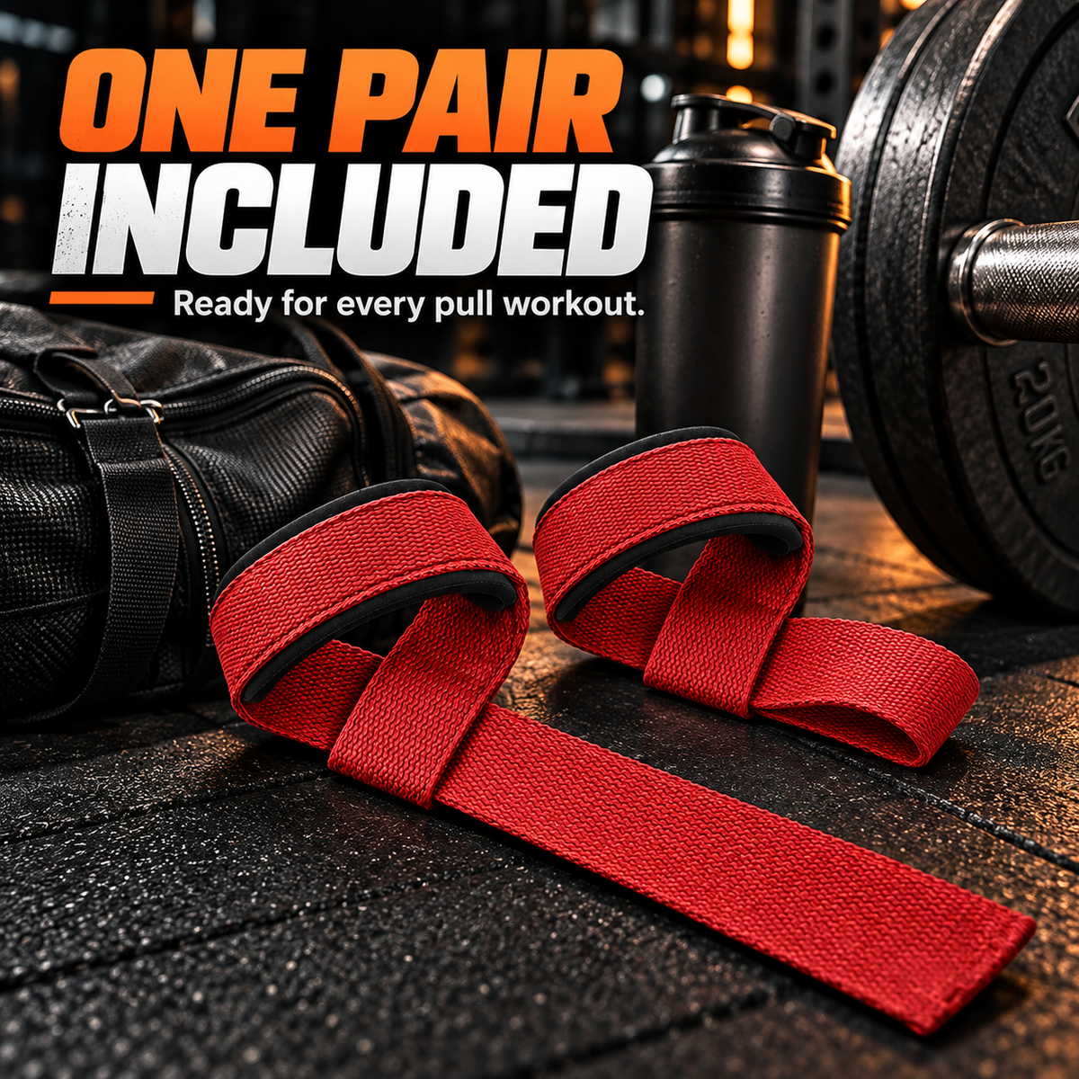 Self-Curling Lifting Straps — Padded Wrist Loops, 1 Pair