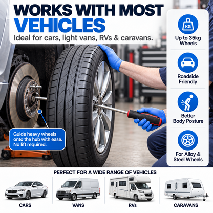 🚗Stop Wrestling Heavy Wheels – Wheel Fitting & Hub Positioning Tool