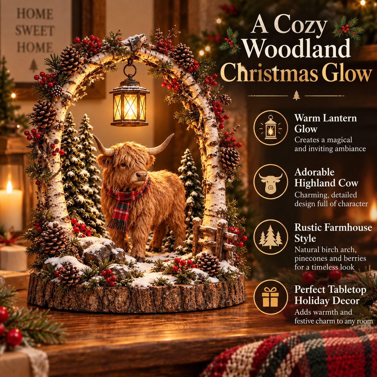 Woodland Christmas lantern decoration