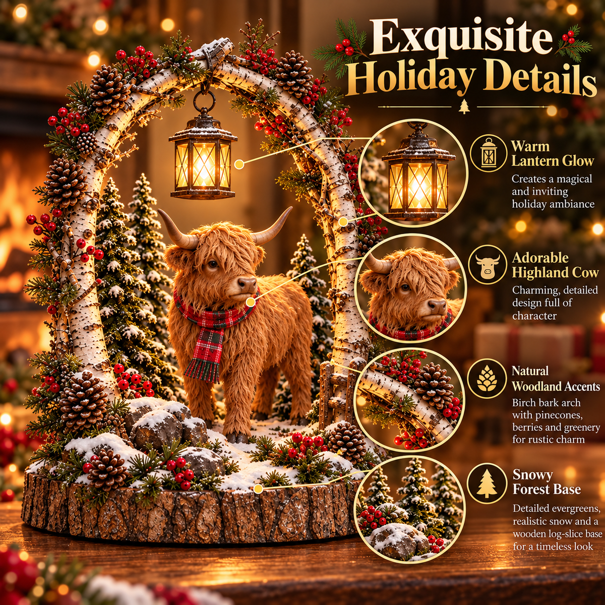 Woodland Christmas lantern decoration