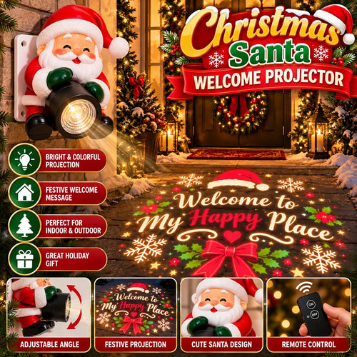 🎅 Santa Christmas Welcome Projector – Festive Greeting Light with Remote Control & Adjustable Angle!!! ✨